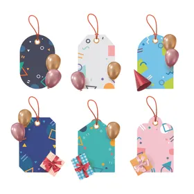 多彩节日礼品标签插画