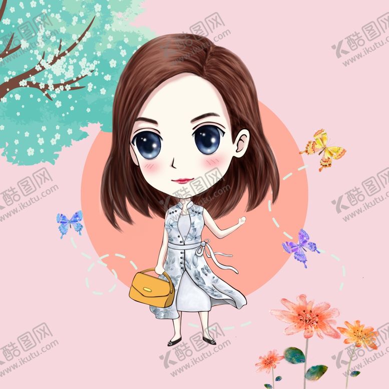 编号：79314207061516182773【酷图网】源文件下载-手绘卡通Q版美女