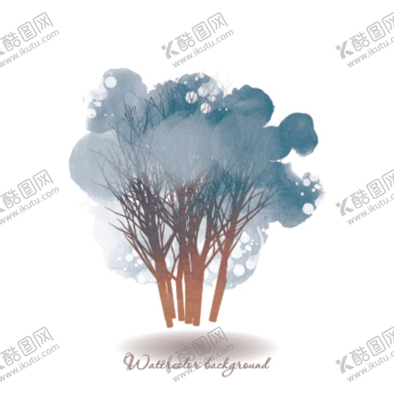 编号：45396809142346008239【酷图网】源文件下载-梦幻水彩植物树木插画