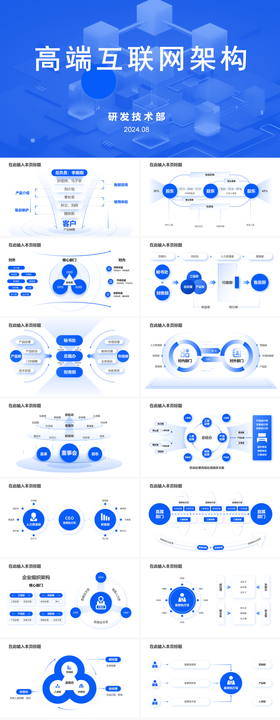 30套蓝色高端企业人员架构ppt