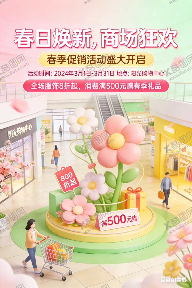 编号：79040903282057299488【酷图网】源文件下载-春日换新 商场狂欢海报