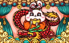 国潮兔年插画大吉吉祥