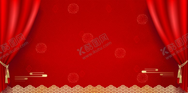 编号：26466105101036079182【酷图网】源文件下载-舞台幕布红色喜庆背景素材