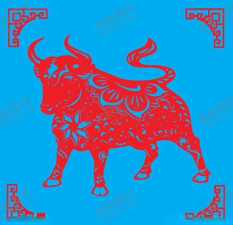 编号：24470704052353233408【酷图网】源文件下载-牛剪纸