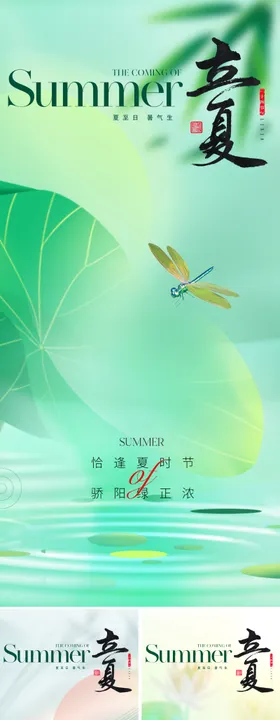 地产立夏节气海报二十四蜻蜓弥散风
