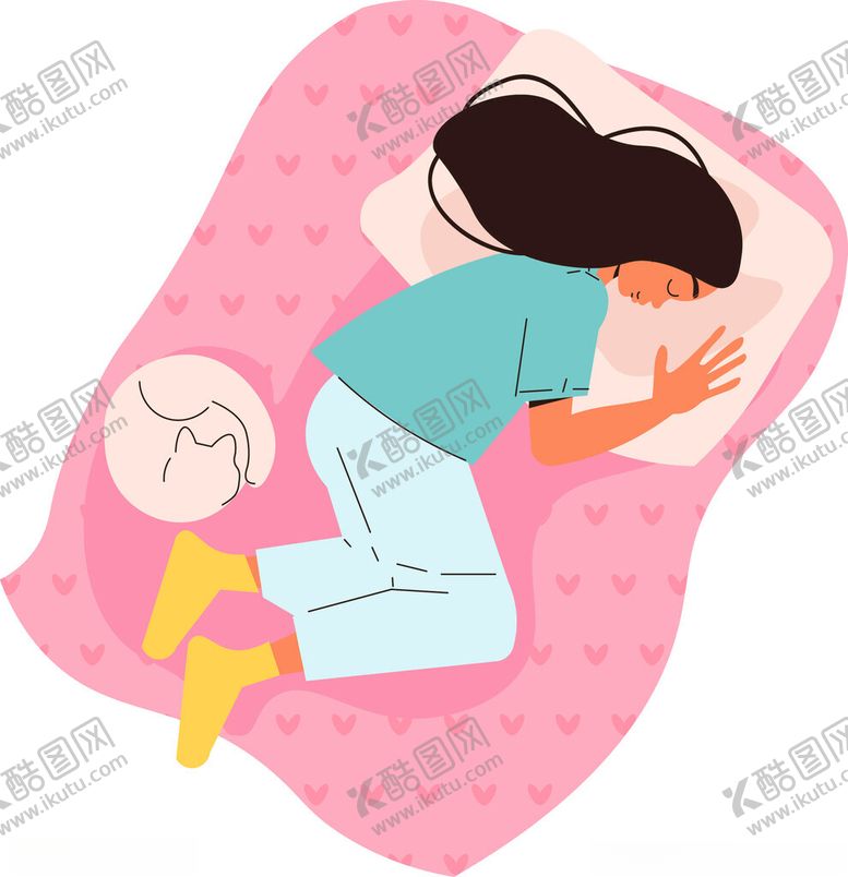 编号：73071104291835059592【酷图网】源文件下载-女孩舒适侧卧在粉色被窝中