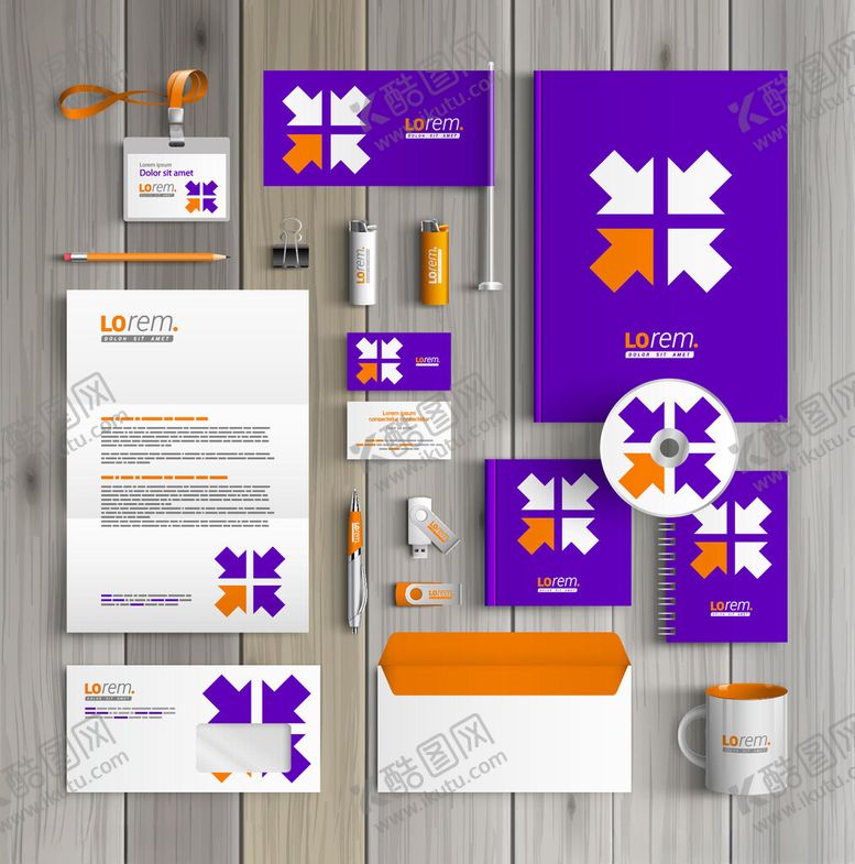 编号：78644804091854306485【酷图网】源文件下载-紫色系企业品牌视觉设计套件