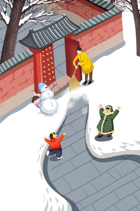 雪地插画图片