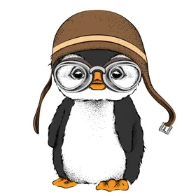 企鹅线描稿下雪绘画美术