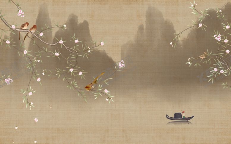 编号：48218110071928323593【酷图网】源文件下载-中式电视沙发背景墙