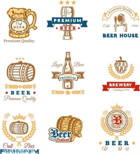 啤酒相关标志图标集合