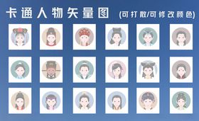 卡通人物矢量头像集合