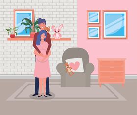 人物夫妻生活插画