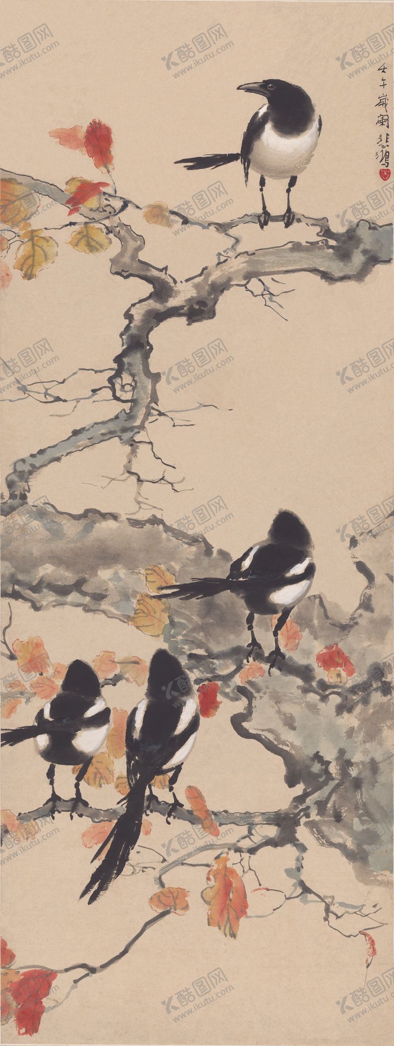编号：40801807042324258070【酷图网】源文件下载-树枝花鸟画