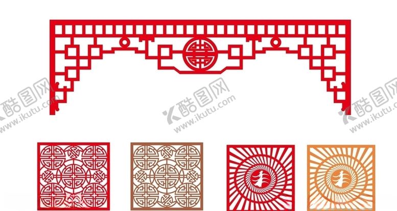 编号：56573406250611002934【酷图网】源文件下载-精品镂空花格屏风门楣多种