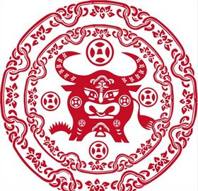 2021年牛剪纸春节窗花图案