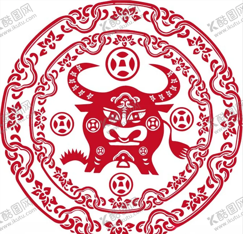 编号：88139506261337065240【酷图网】源文件下载-2021年牛剪纸春节窗花图案