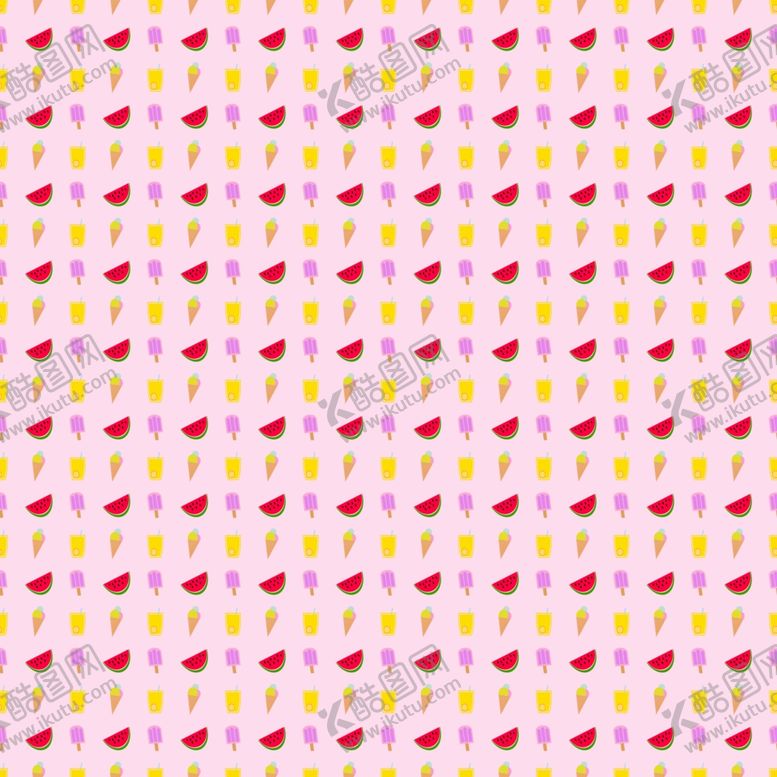 编号：92376709300554136794【酷图网】源文件下载-夏日冰棒冰淇淋西瓜饮料无缝背景