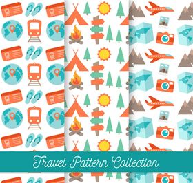 清新旅行元素无缝背景