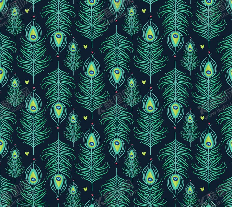 编号：12554111011455396070【酷图网】源文件下载-创意孔雀羽毛无缝背景