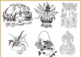传统花纹线条插画传统素材
