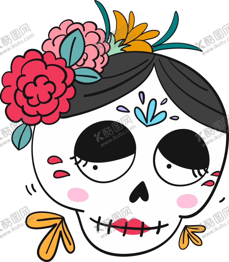 编号：93273502152344272536【酷图网】源文件下载-印花彩色骷髅
