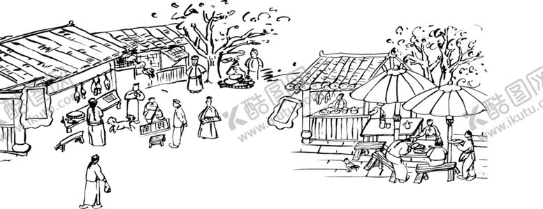 编号：30874803181616277369【酷图网】源文件下载-古代集市线稿