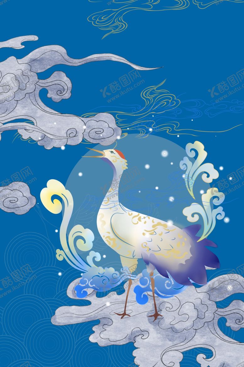 编号：58616009260457237570【酷图网】源文件下载-国潮仙鹤