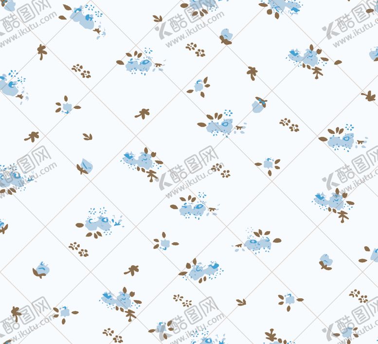 编号：67599404040128304629【酷图网】源文件下载-蓝白小花简约无缝图案