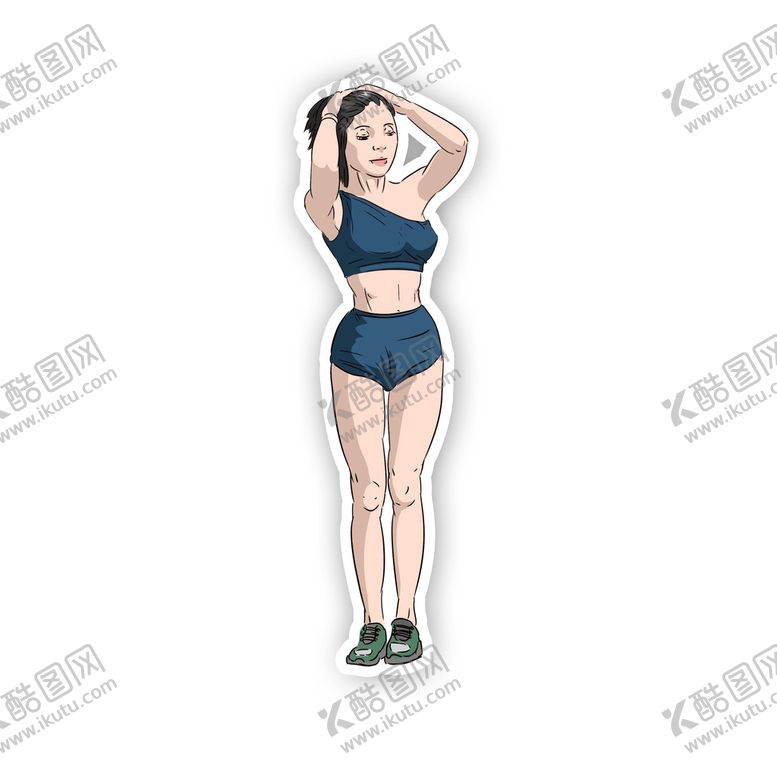 编号：36942809281517324078【酷图网】源文件下载-健身摸头发的美女穿内衣的女人