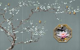 花鸟画梅花喜鹊背景墙
