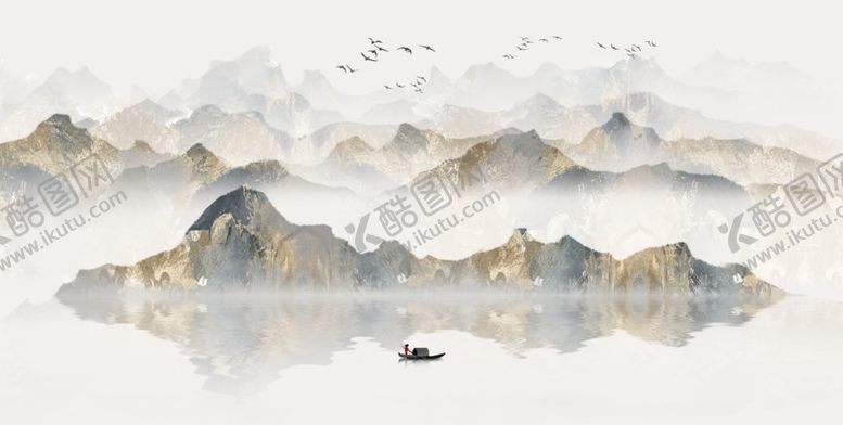 编号：11365406191618063537【酷图网】源文件下载-山水国风古风水墨插画卡通背景