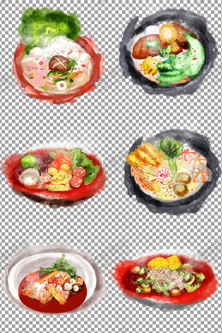 编号：59450709191019391562【酷图网】源文件下载-手绘水彩麻辣烫