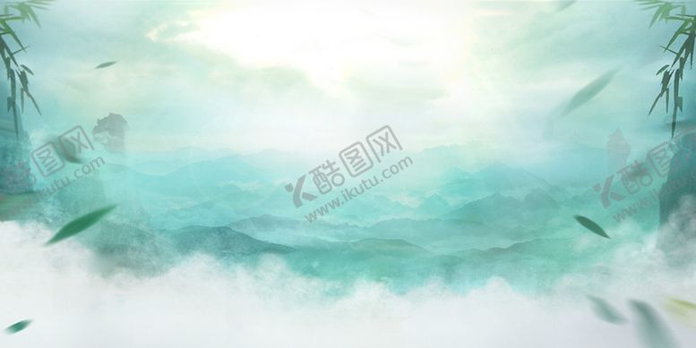 编号：20305207091920289323【酷图网】源文件下载-古风意境绿色树叶高端背景素材