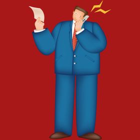 手绘商务人物办公办公士