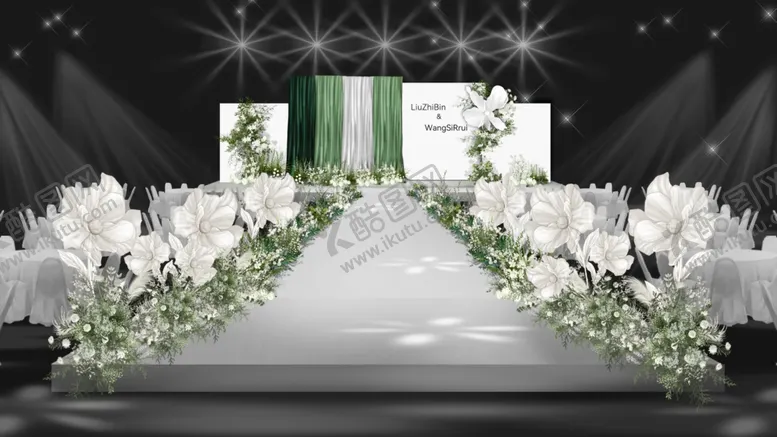 编号：46996311021404316056【酷图网】源文件下载-白色系浪漫婚礼舞台布置