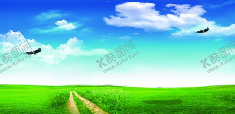 编号：94264504211653182262【酷图网】源文件下载-蓝天白云绿草地宣传背景