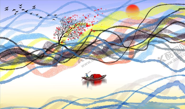 编号：17730004290531334906【酷图网】源文件下载-水墨电视背景墙