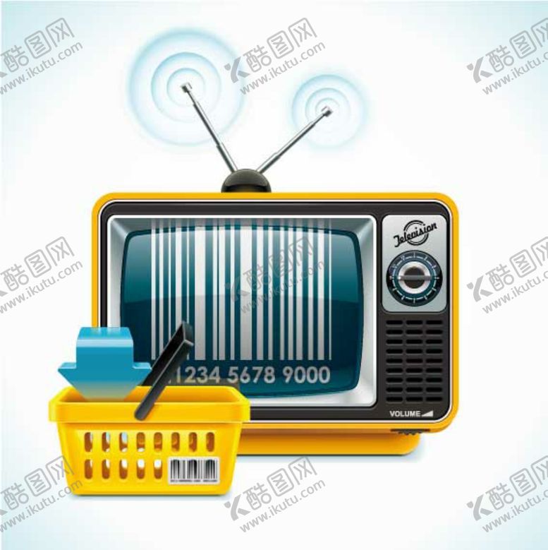 编号：35727810042319404807【酷图网】源文件下载-电视机框购物筐竹楼卡通设计