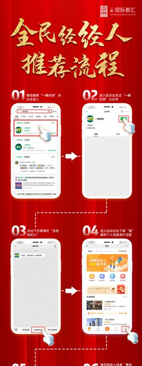 红色地产经纪人微信操作流程长图