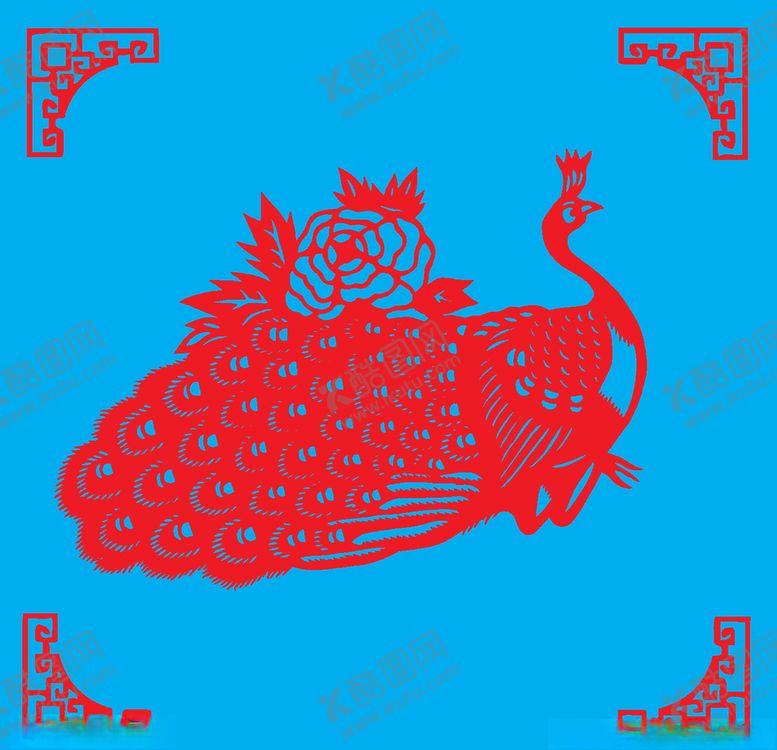 编号：15842109101400514409【酷图网】源文件下载-孔雀剪纸