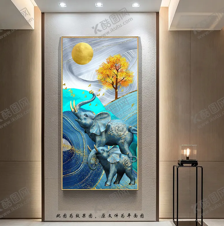 编号：41879009190645015931【酷图网】源文件下载-吉祥如意大象玄关画