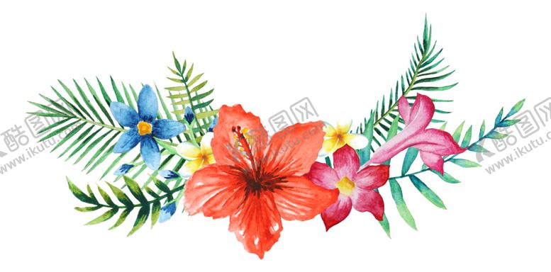 编号：32043210041857564231【酷图网】源文件下载-清新水彩植物花朵插画