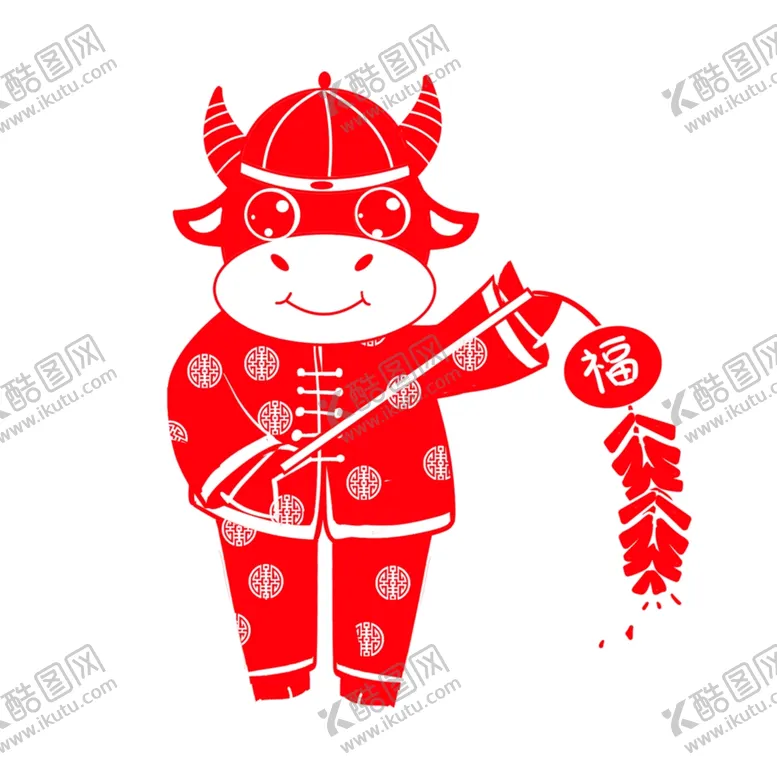 编号：31409406232200195474【酷图网】源文件下载-牛年剪纸插画