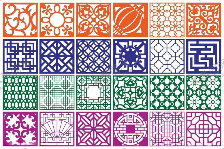 编号：24238810121740289261【酷图网】源文件下载-窗花镂空花纹屏风隔断雕花