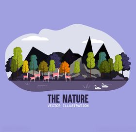 山林鹿群自然风景