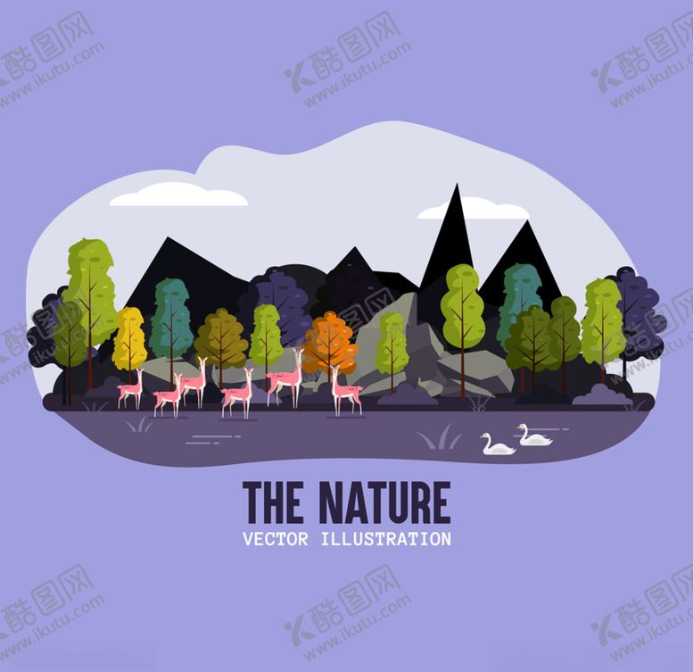 编号：31452410301502579507【酷图网】源文件下载-山林鹿群自然风景