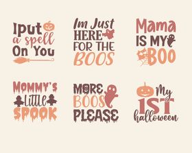 万圣节英文印花装饰图案素材
