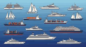 船只海洋插图