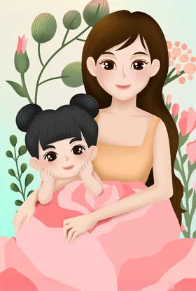 母亲节插画来了广告感恩海报